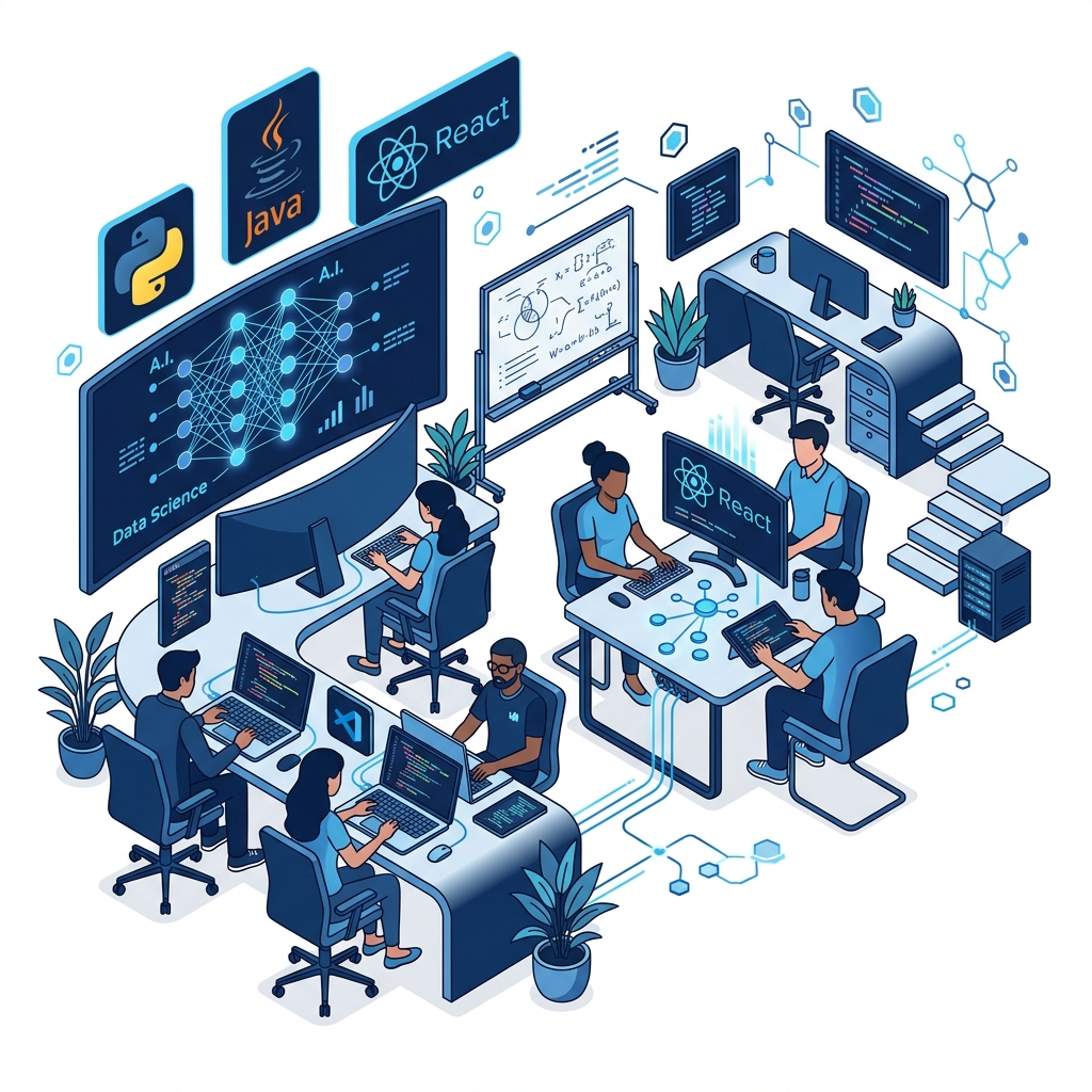 Students coding and learning